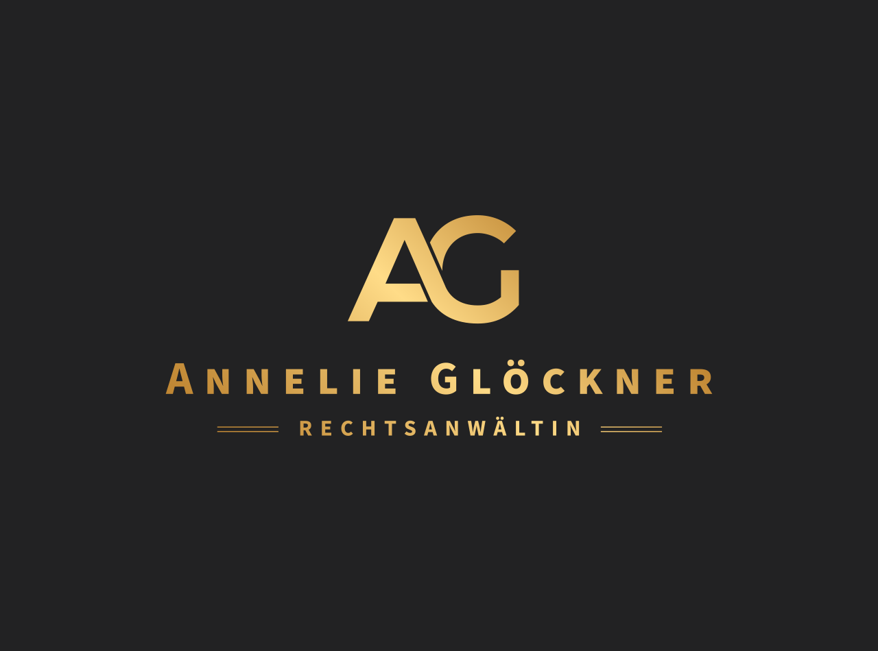 Logo Design, Gold auf dunklem Braun für Rechtsanwältin Annelie Glöckner