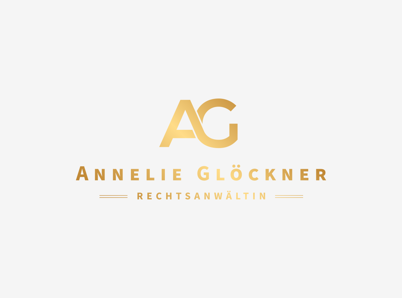 Logo Design, Gold auf hellem Grau für Rechtsanwältin Annelie Glöckner