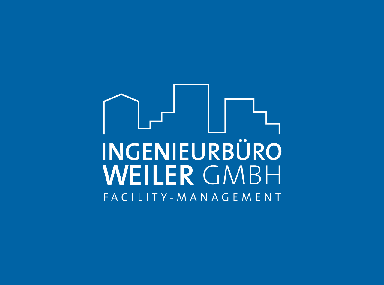 Logo Design für die Ingenieurbüro Weiler GmbH Facility-Management, Logo auf blauem Fond