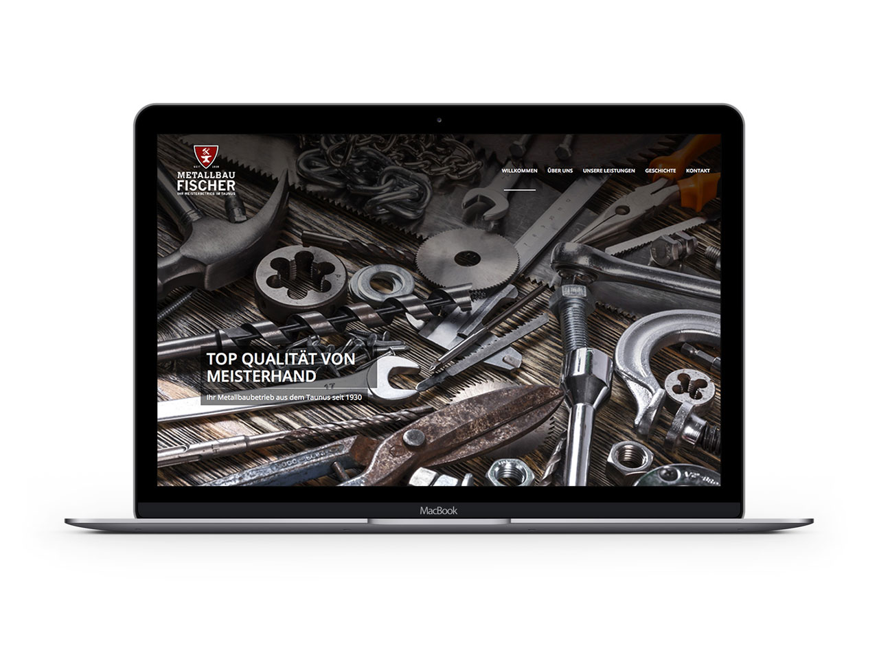 Responsive Homepage, Desktopversion für Metallbau Fischer 1