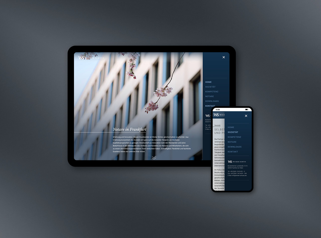 Wicker Schütz Notare und Rechtsanwälte | Homepage responsive Webdesign