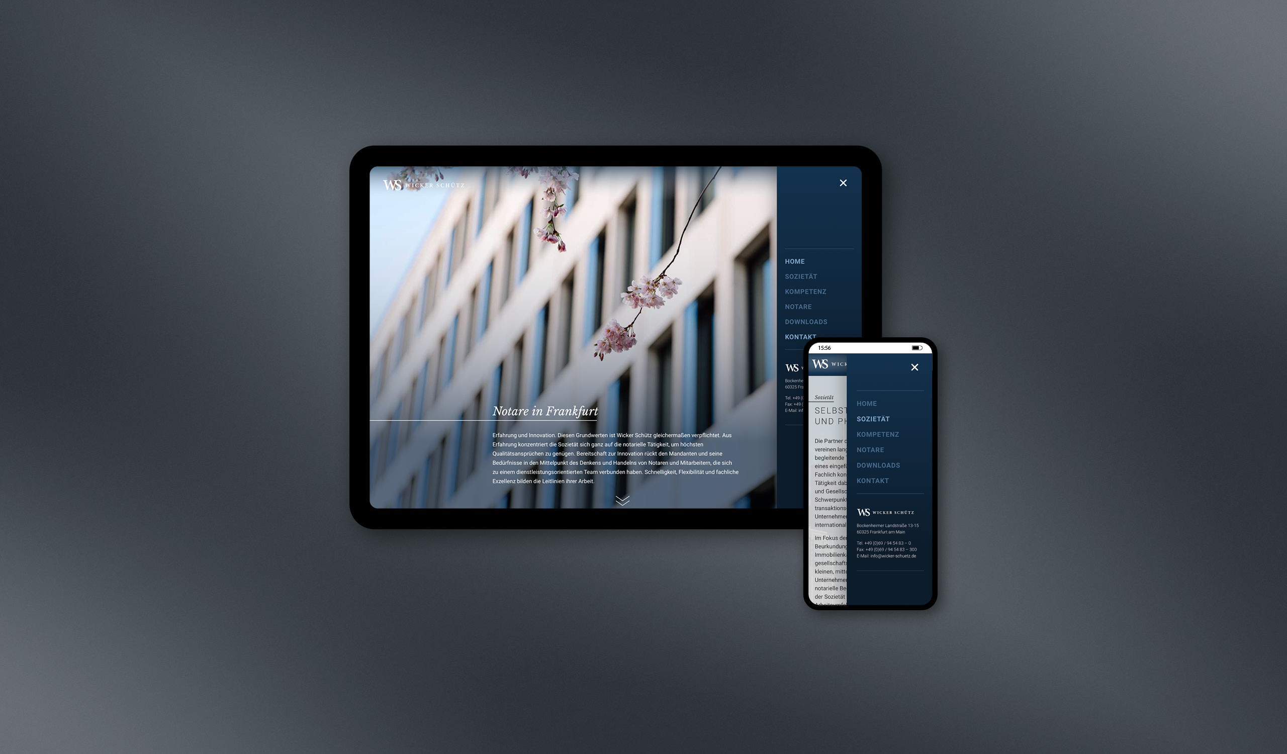 Wicker Schütz Notare und Rechtsanwälte | Homepage responsive Webdesign