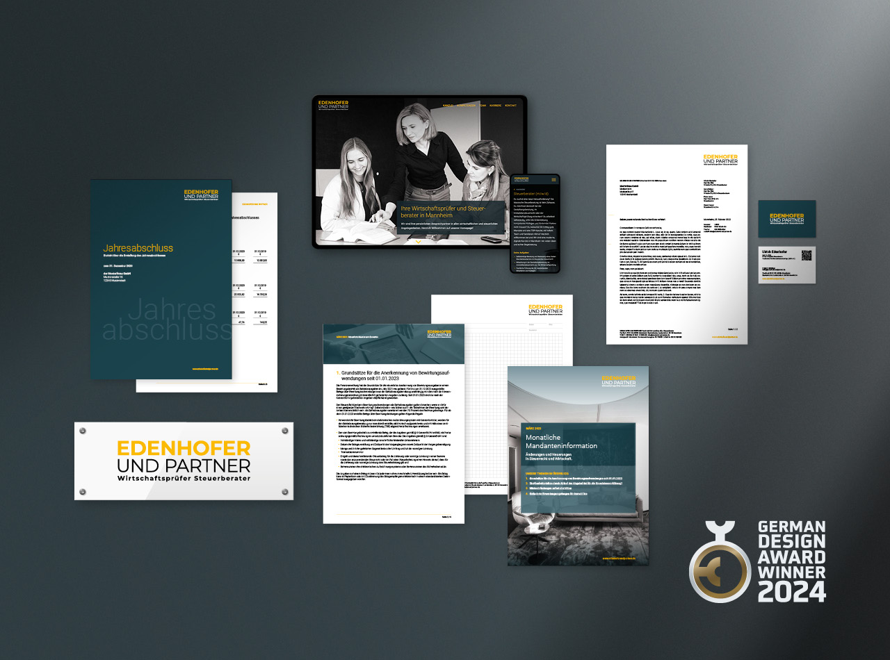 EDENHOFER UND PARTNER Wirtschaftsprüfer Steuerberater Website, Homepage, Webdesign, Brand Design, Corporate Design, Geschäftsausstattung von der Designagentur COMMTOOLS