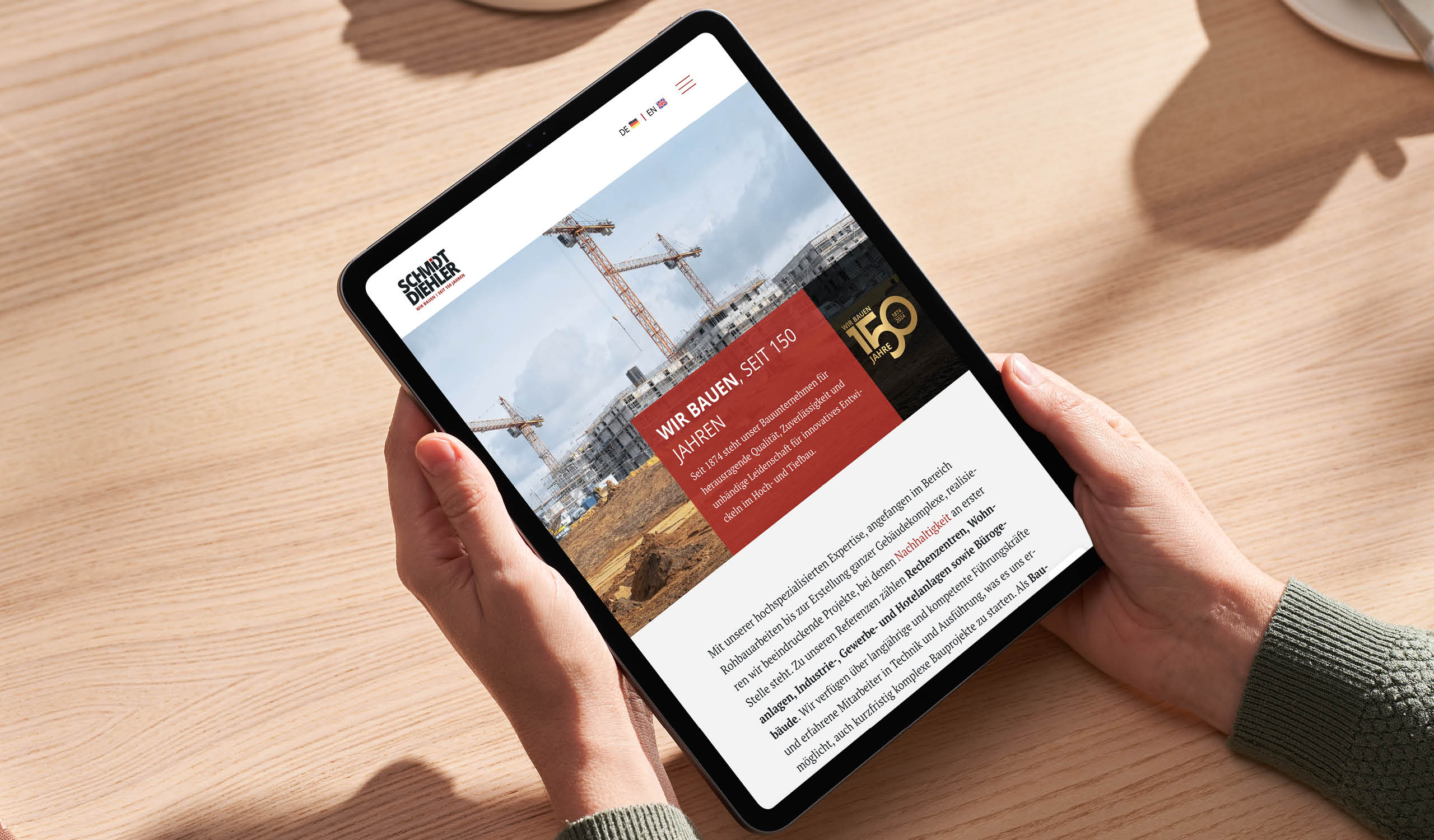 SCHMIDT DIEHLER Website Responsive auf Tablet