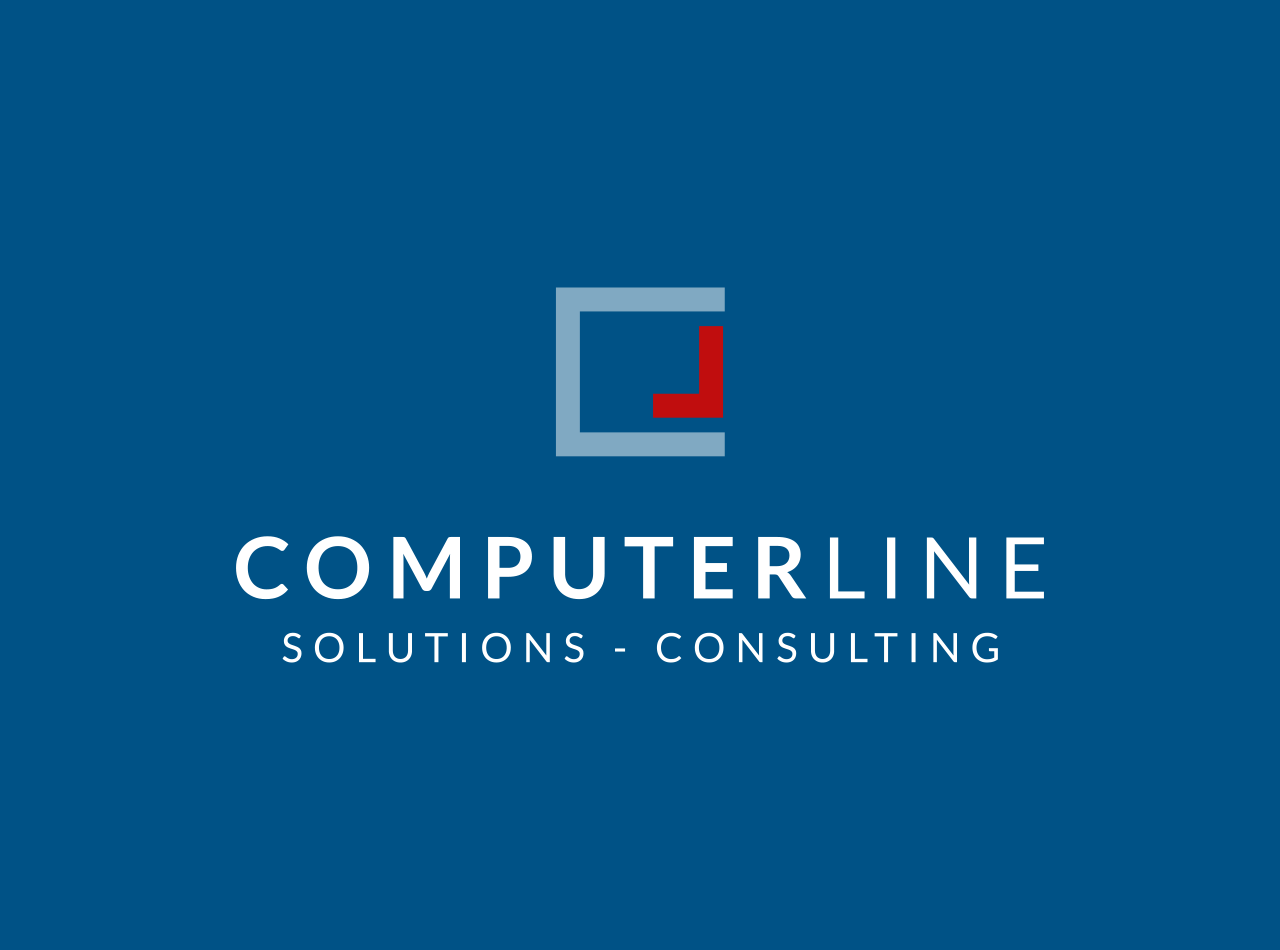 Logo Design für die ComperLine GmbH, auf blauem Fond