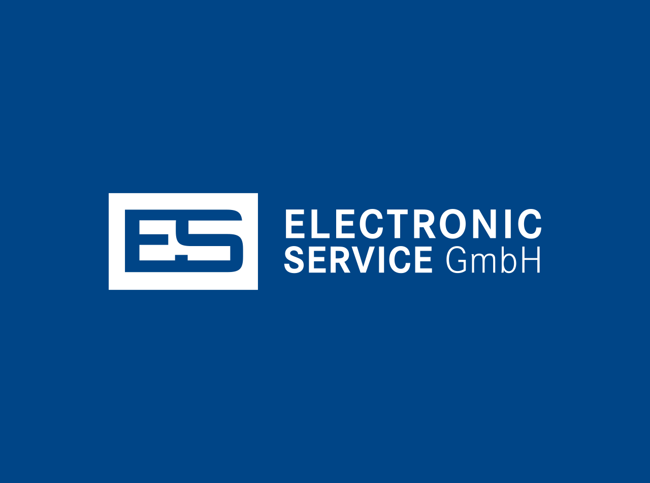 Logo Design für die E.S. Electronic Service GmbH, Logo auf blauem Fond