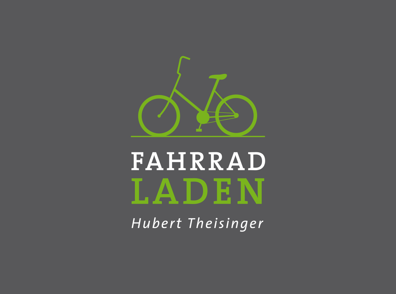 Logo-Design für einen Fahrradladen in Frankfurt am Main, auf dunkelgrauem Fond