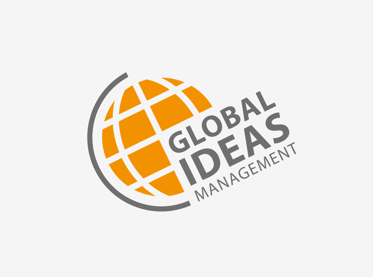 Logo-Design für Global Ideas Management, Zentrum Ideen Management, auf hellem Hintergrund