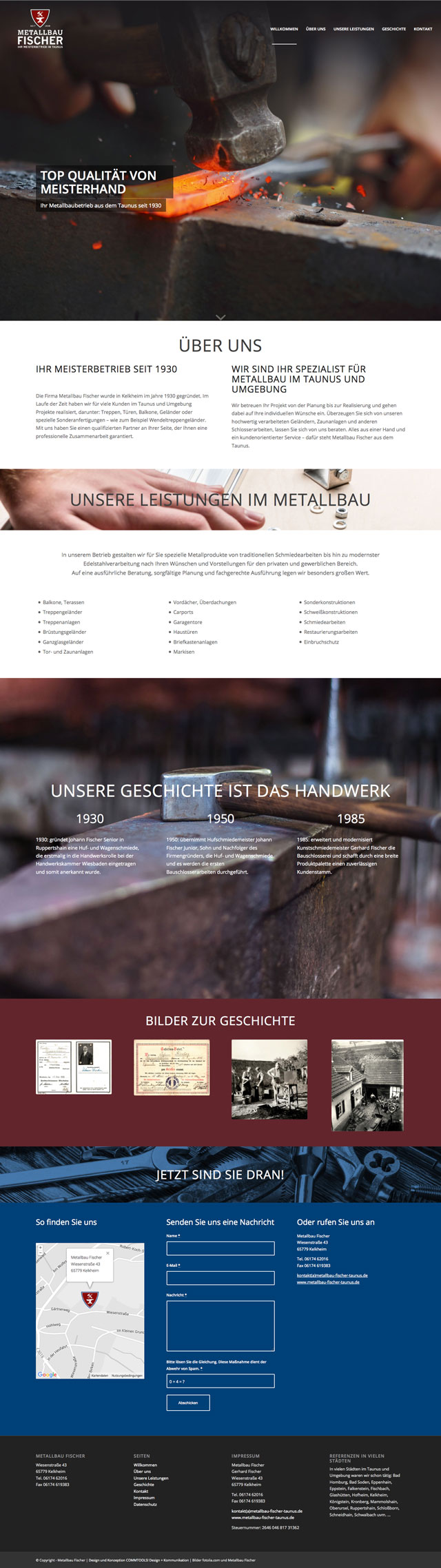 Metallbau-Fischer_Responsive-Web-Design-Homepage-Komplett-Wordpress-commtools_640x2276px Responsive Homepage, Seitenübersicht Onepager für Metallbau Fischer 1