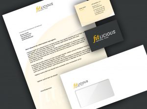 fitlicious Geschäftsausstattung mit Briefpapier, Visitenkarten und Versandumschlag
