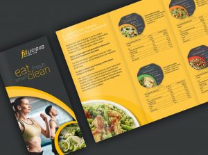 fitlicious Endkundenflyer mit Menüs und Nährwertangaben