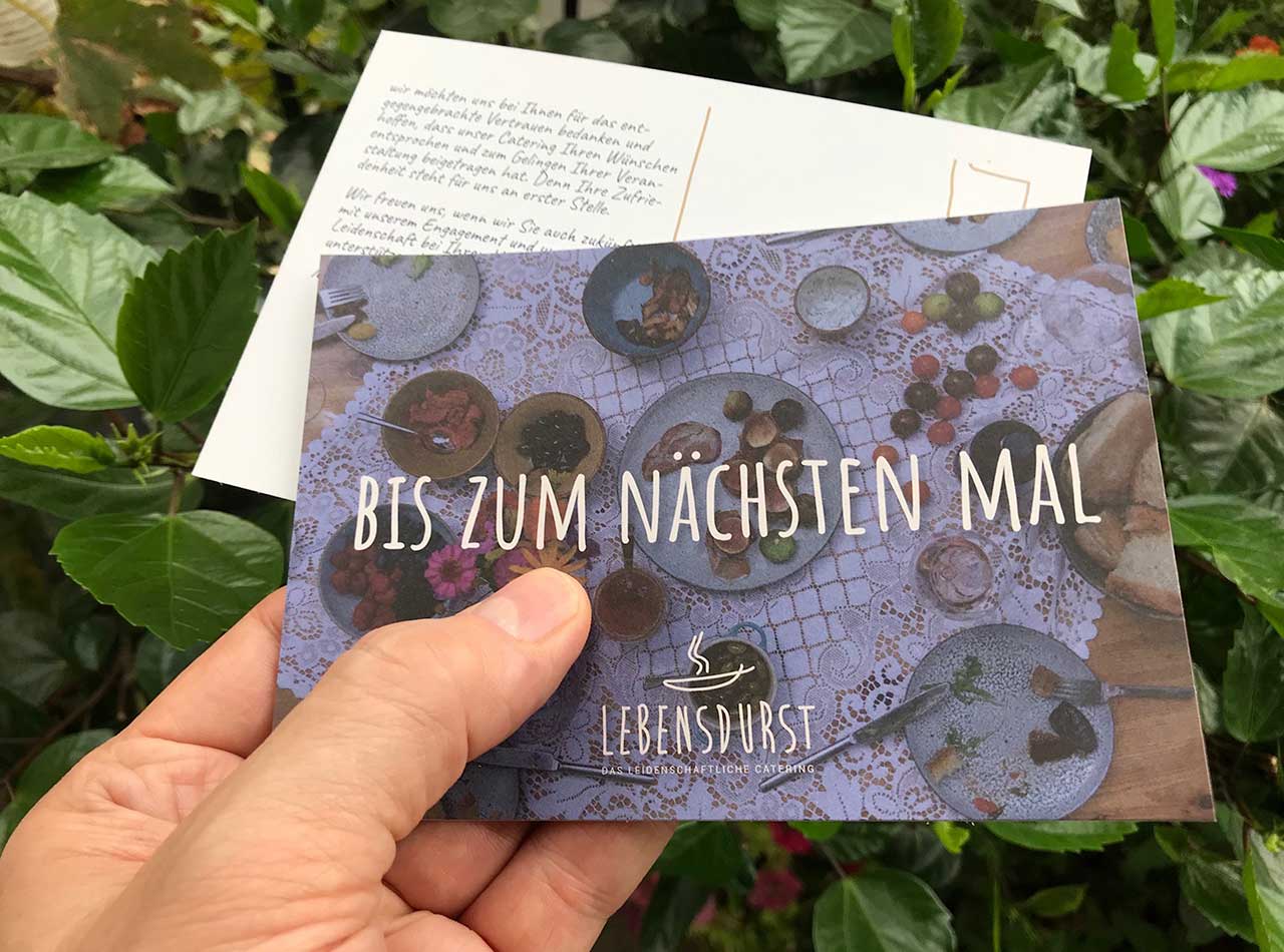 Lebensdurst Catering Postkarte Design