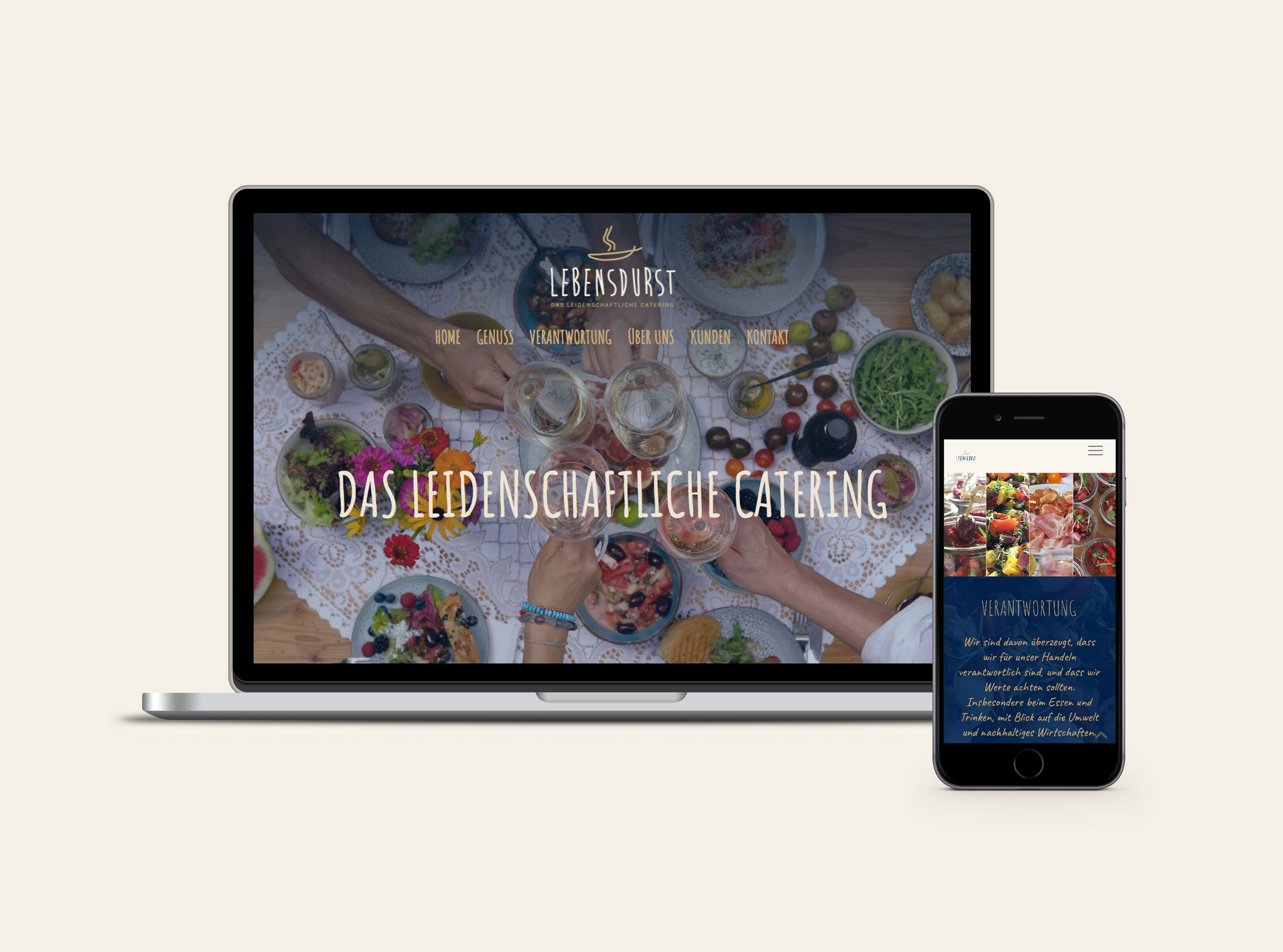 Lebensdurst Catering Homepage, Webdesign