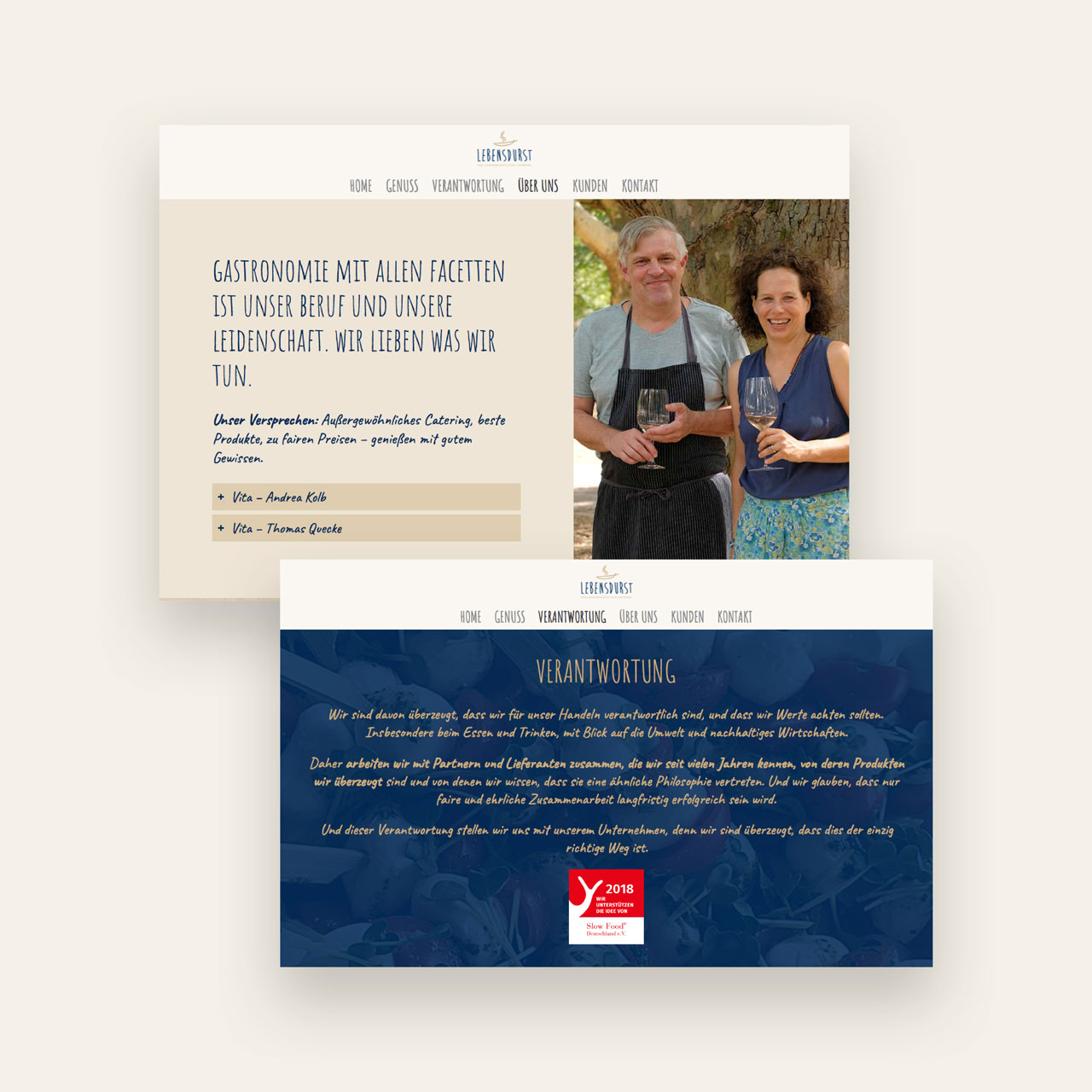 Lebensdurst Catering Homepage, Webdesign
