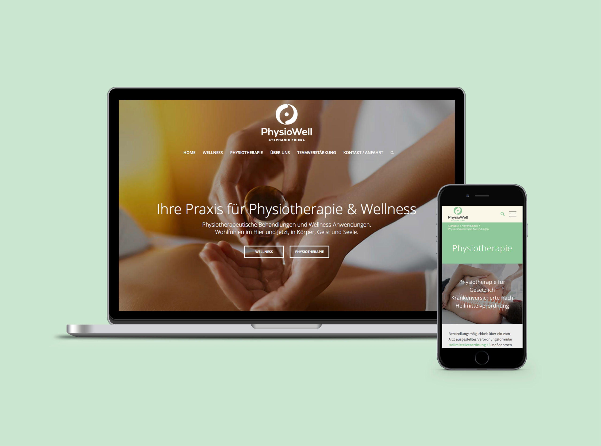 Physiotherapie Physiowell, Webdesign, Homepage