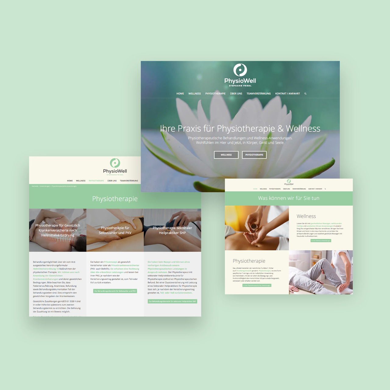 Physiotherapie Physiowell, Webdesign, Homepage