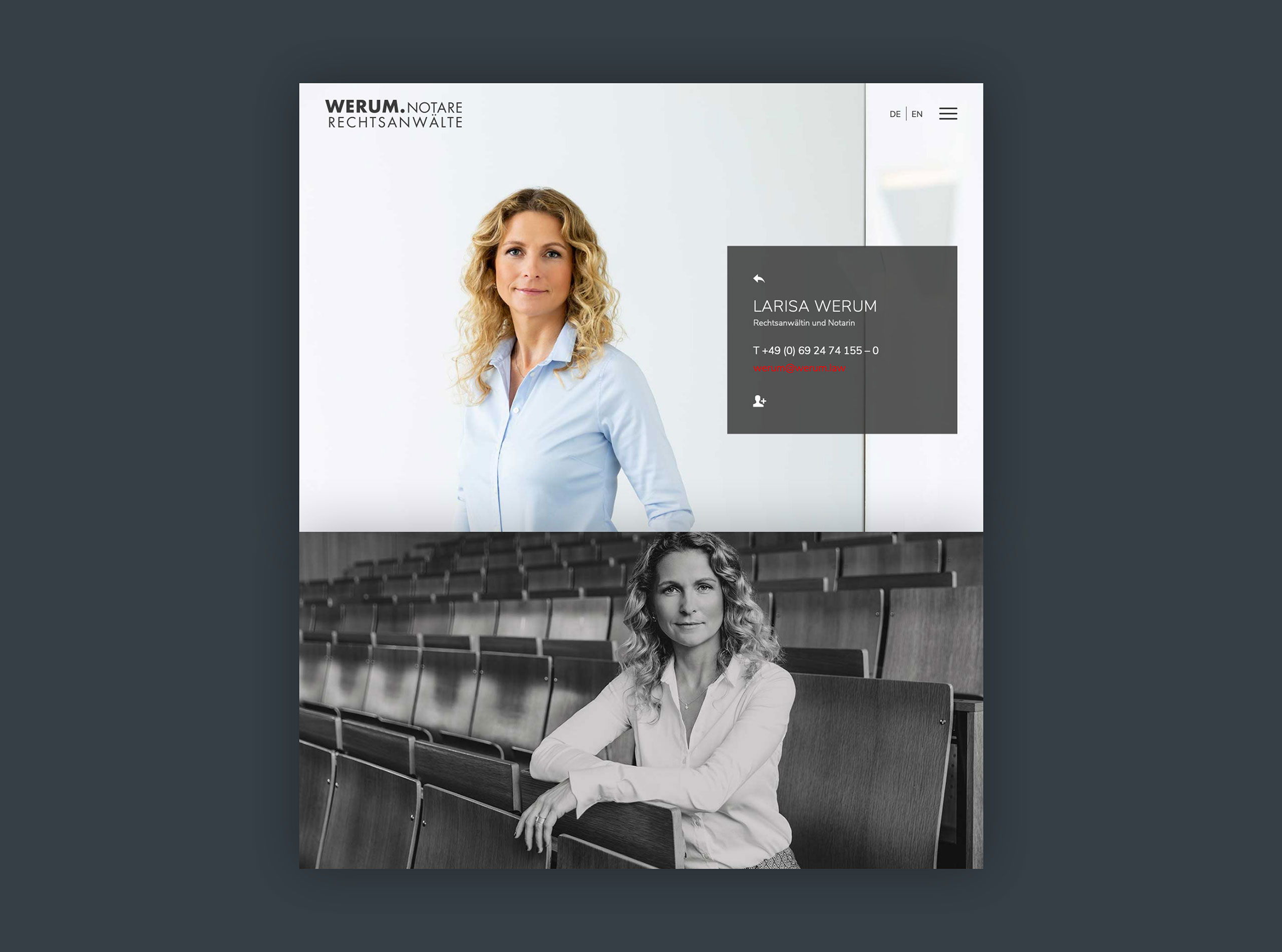 Rechtsanwalt-Notar-Homepage-Responsive-Webdesign-Wordpress-commtools_2560x1900px3 WERUM Rechtsanwälte Notare Webdesign, Brand Design
