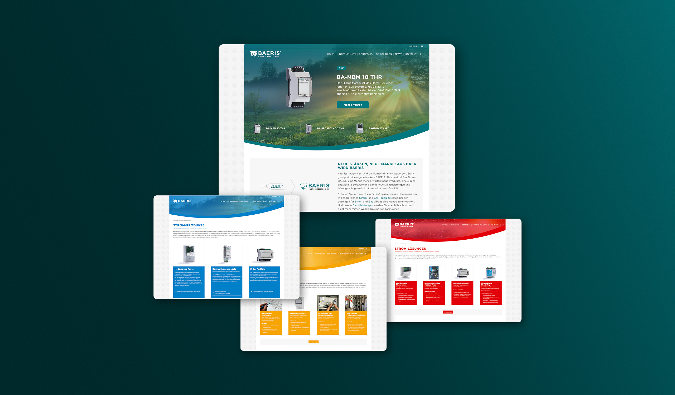 BAERIS Energiemesstechnik Website, Homepage, Webdesign, Brand Design, Corporate Design, von der Design Agentur COMMTOOLS
