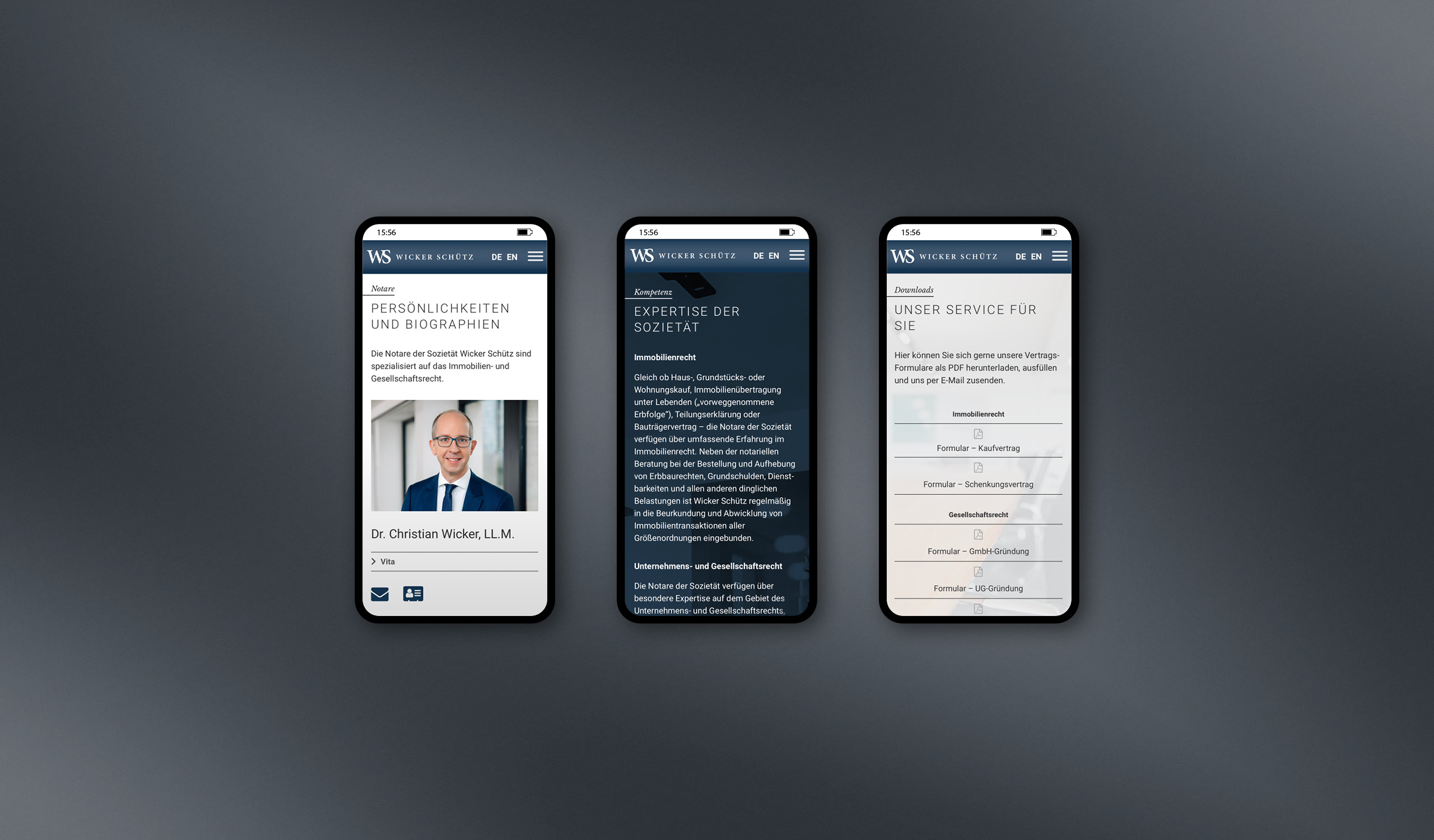 Wicker Schütz Notare und Rechtsanwälte | Homepage responsive Webdesign