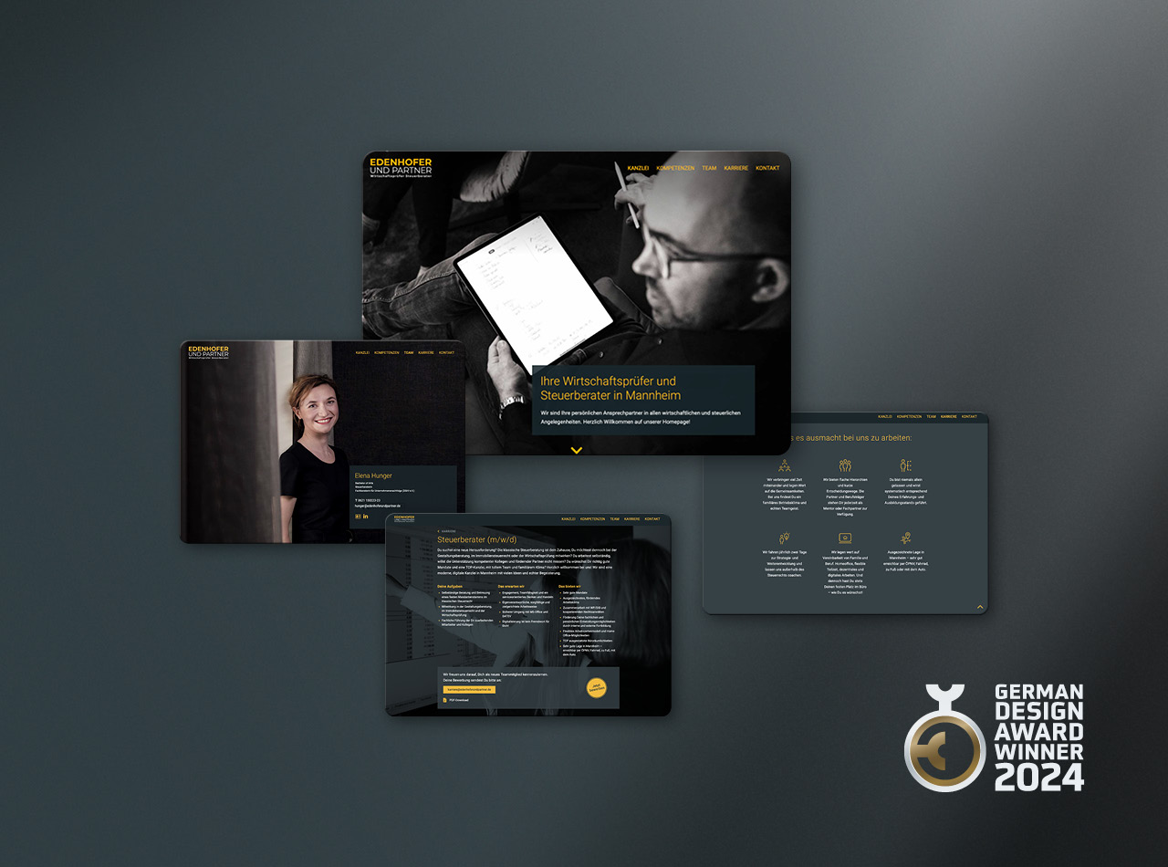 EDENHOFER UND PARTNER Wirtschaftsprüfer Steuerberater Website, Homepage, Webdesign, Brand Design von der Designagentur COMMTOOLS