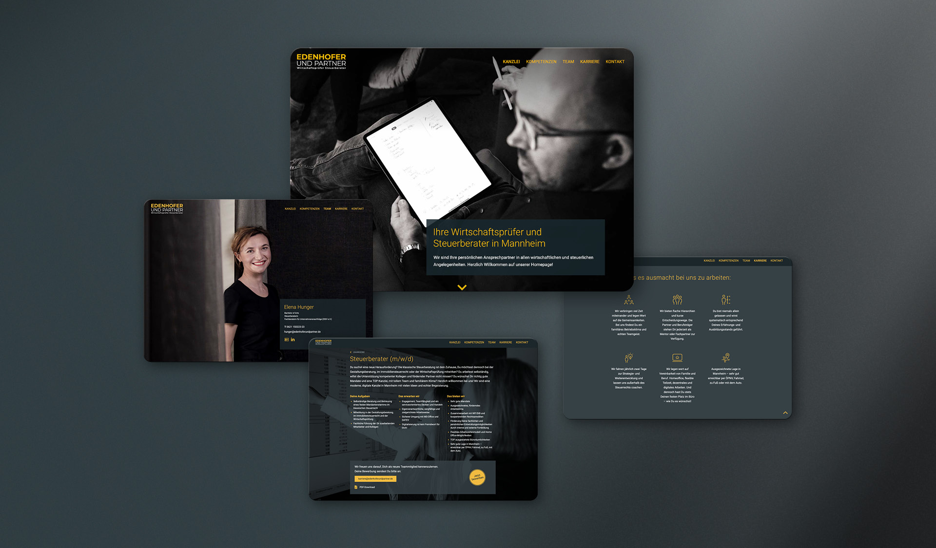 EDENHOFER UND PARTNER Wirtschaftsprüfer Steuerberater Website, Homepage, Webdesign, Brand Design von der Designagentur COMMTOOLS