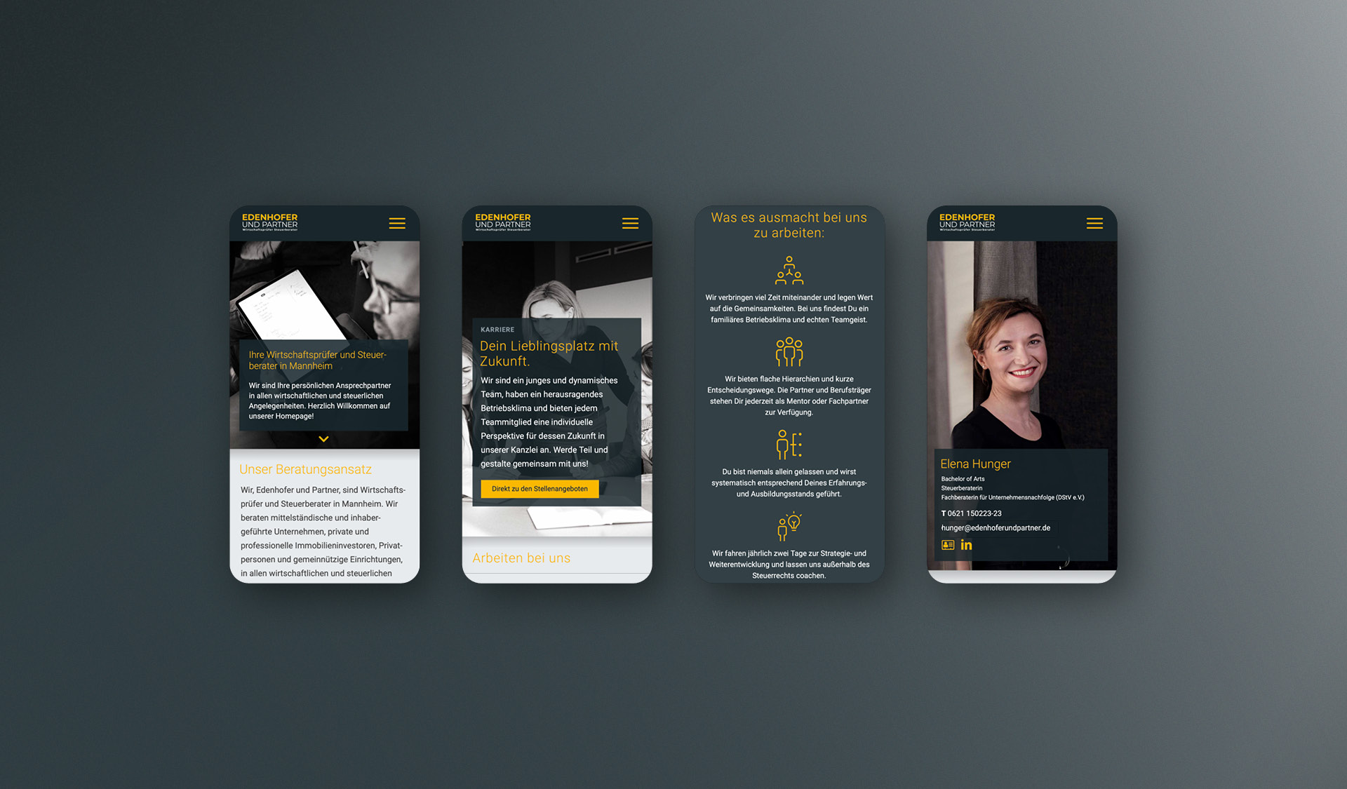 EDENHOFER UND PARTNER Wirtschaftsprüfer Steuerberater Website, Homepage, Webdesign, Brand Design von der Designagentur COMMTOOLS