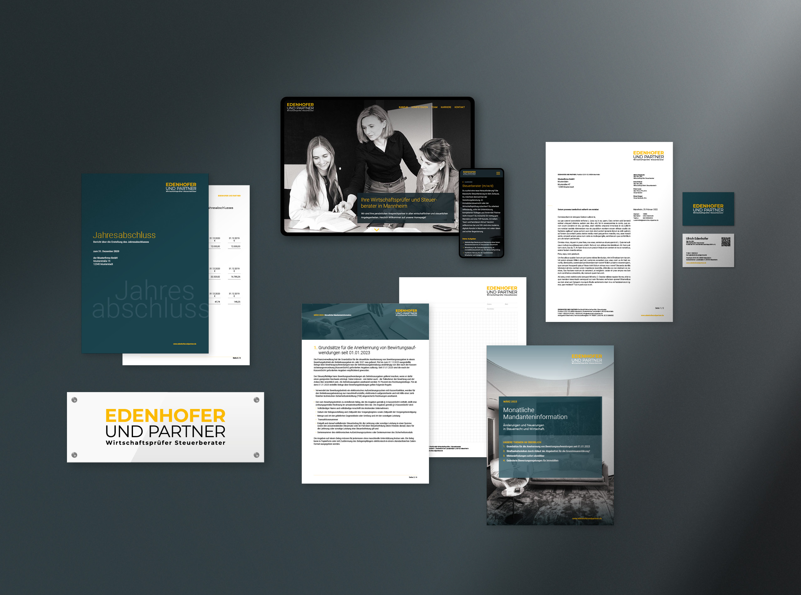 EDENHOFER UND PARTNER Wirtschaftsprüfer Steuerberater Website, Homepage, Webdesign, Brand Design, Corporate Design, Geschäftsausstattung von der Designagentur COMMTOOLS