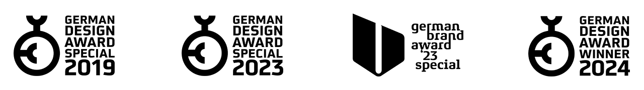 German Design Award 2019, 2023 und 2024, German Brand Award 23