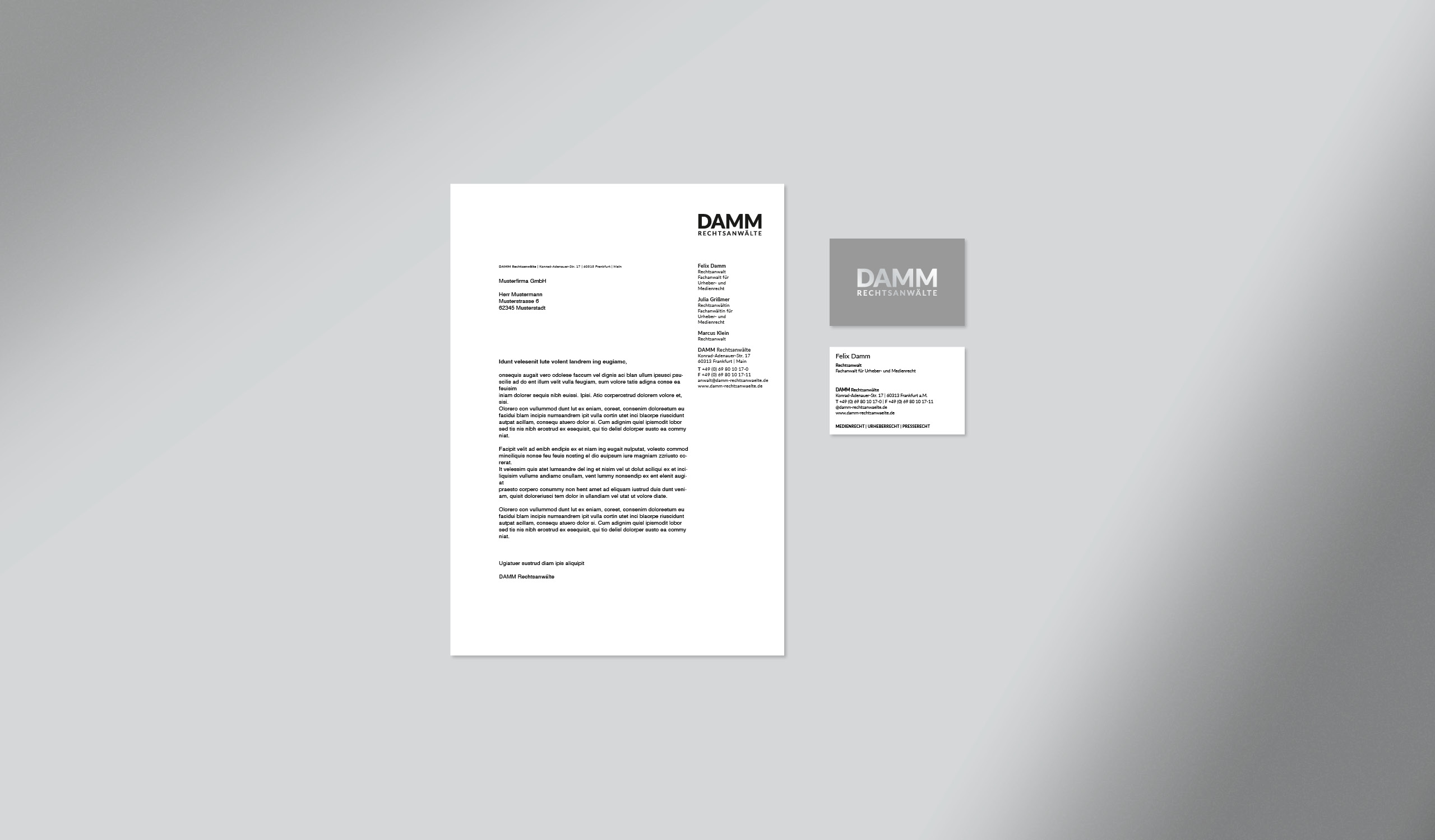 COMMTOOLS-DAMM-Rechtsanwaelte-Webdesign_5 DAMM Rechtsanwälte Projektbeispiel für Logo Design und Corporate Design, Corporate Design Agentur, Designagentur, Design, Agentur Frankfurt, Brand Design, Grafik Design, Web Design